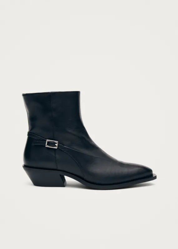 Lizzie Black Leather Ankle Boots sold by Alohas