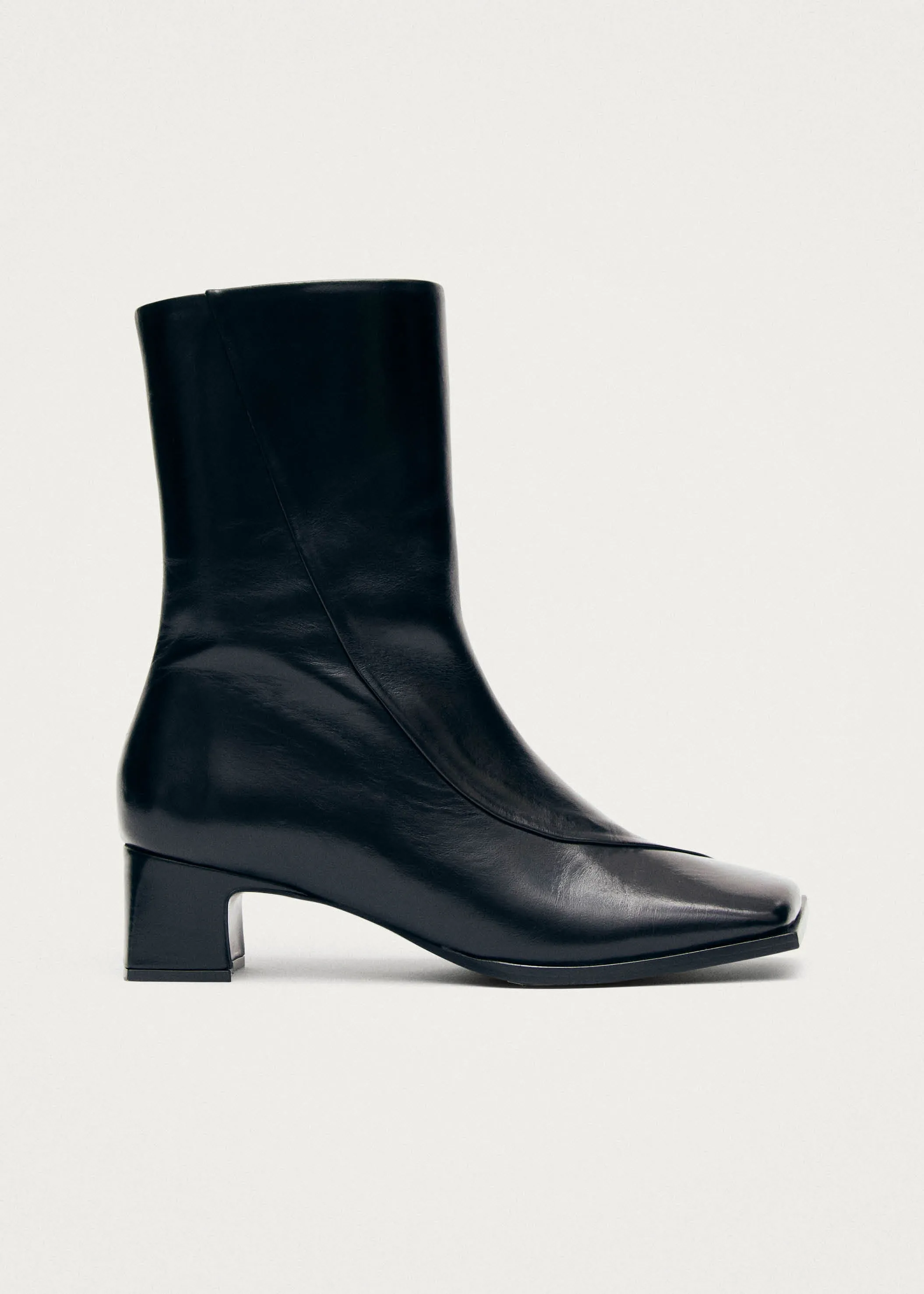 Chantal Black Leather Ankle Boots sold by Alohas