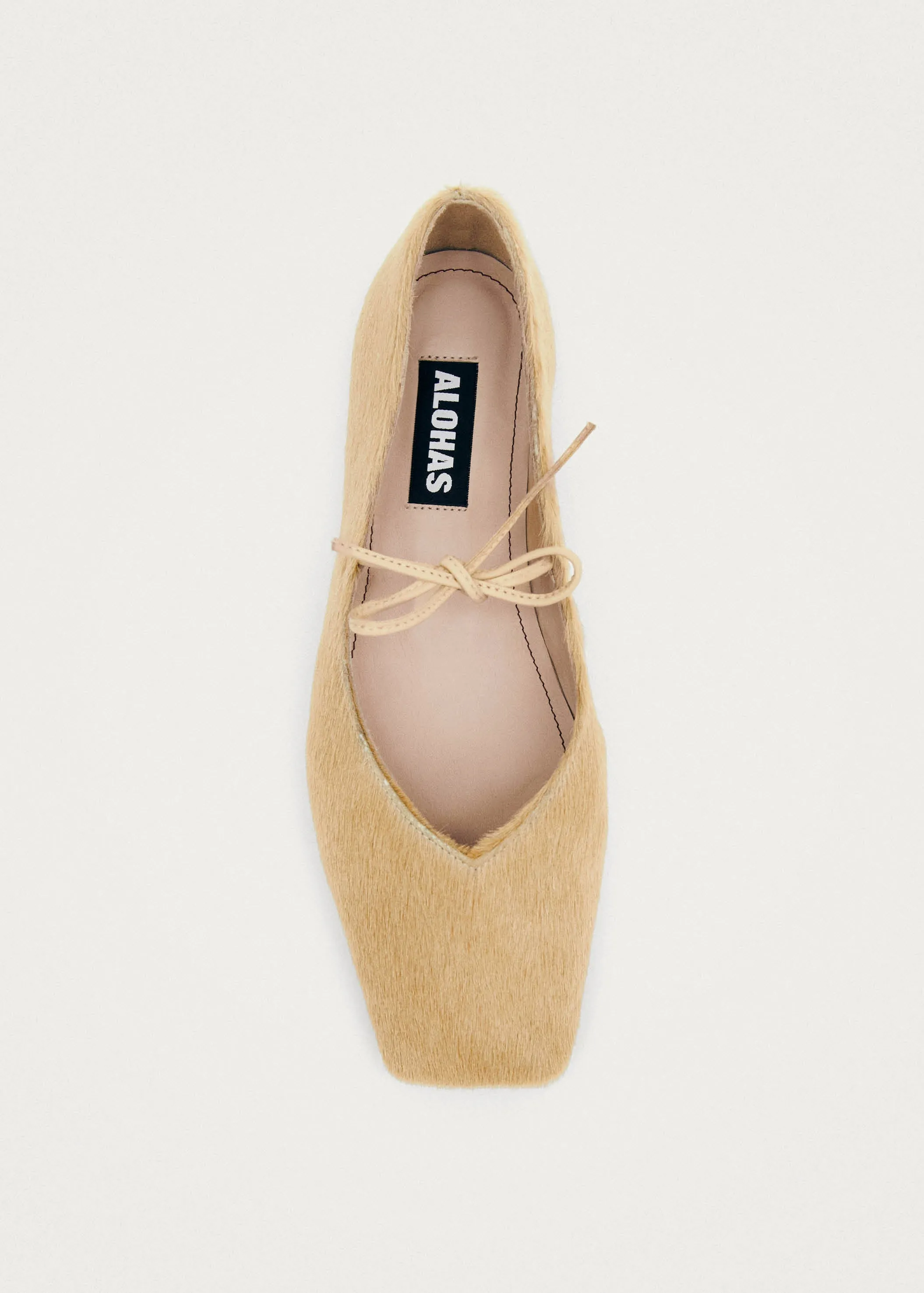 Sway Soft Beige Leather Ballet Flats sold by Alohas
