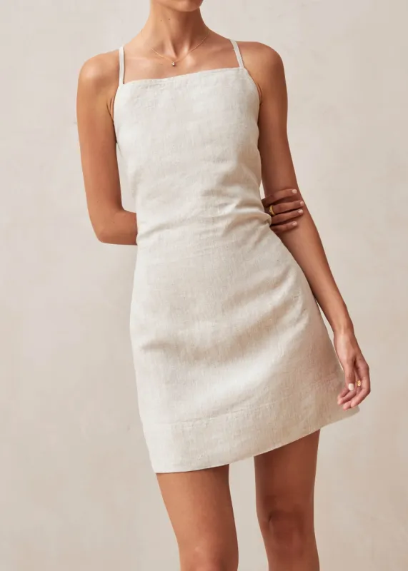 Lina Natural Mini Dress sold by Alohas