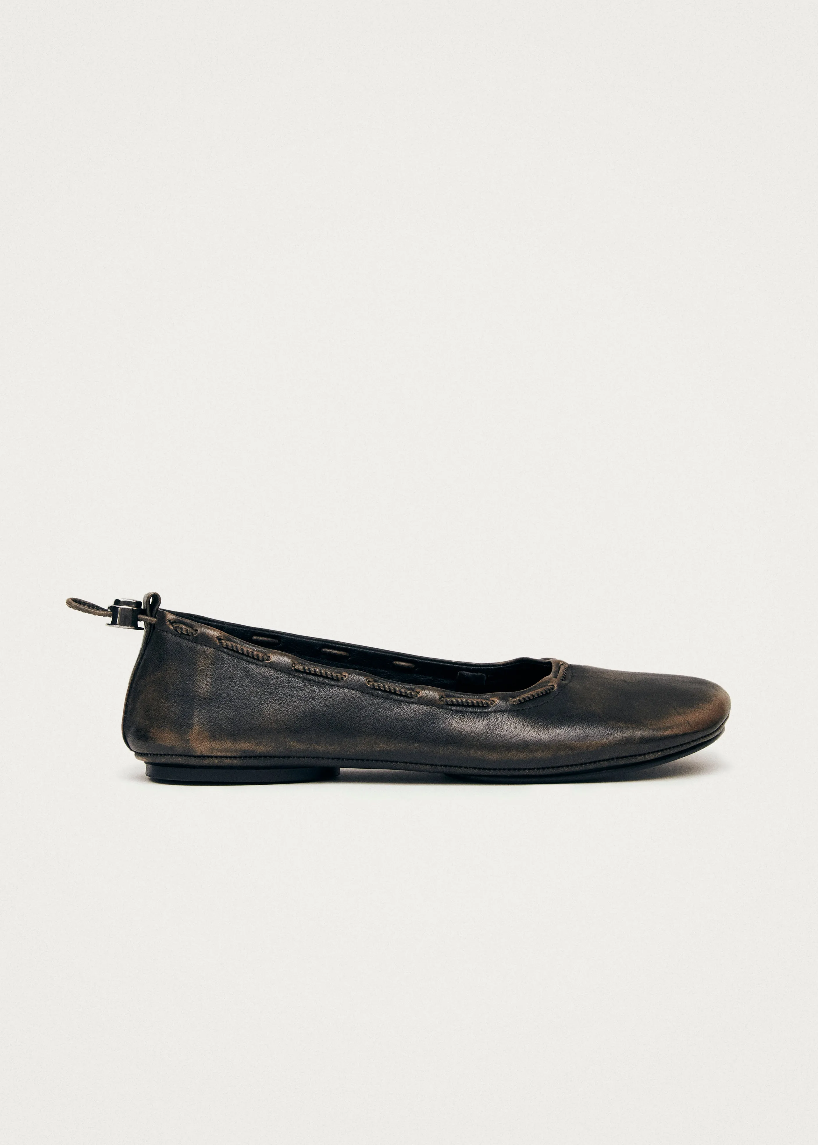 Gill Brushed Brown Leather Ballet Flats sold by Alohas