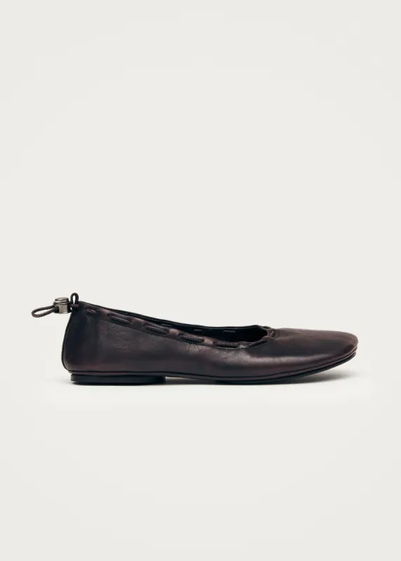 Gill Brushed Burgundy Leather Ballet Flats sold by Alohas