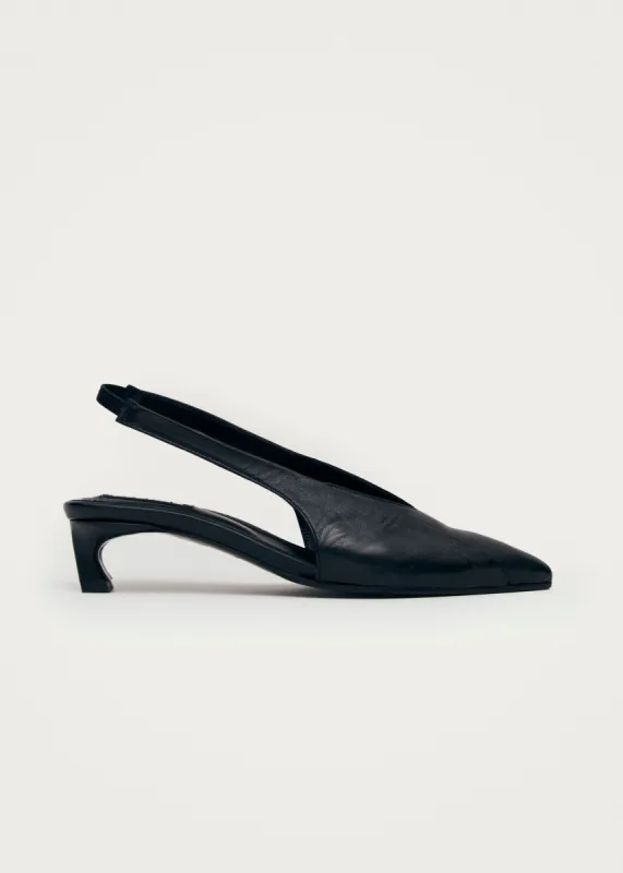 Evadne Black Leather Pumps sold by Alohas