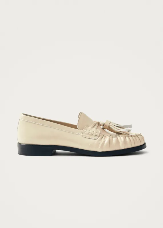 Marietta Cream Patent Leather Loafers sold by Alohas