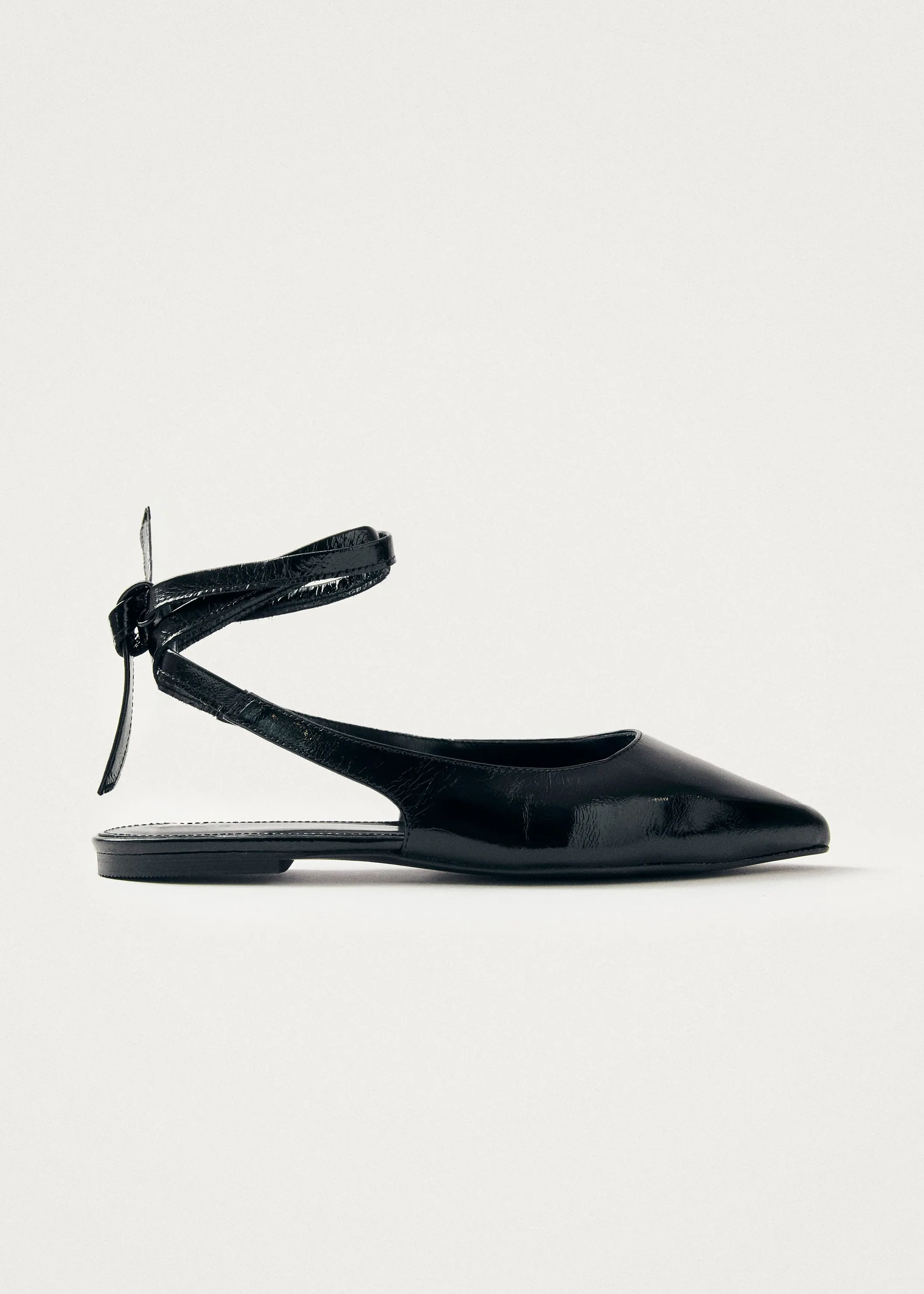 Ribbon Onix Black Leather Ballet Flats sold by Alohas