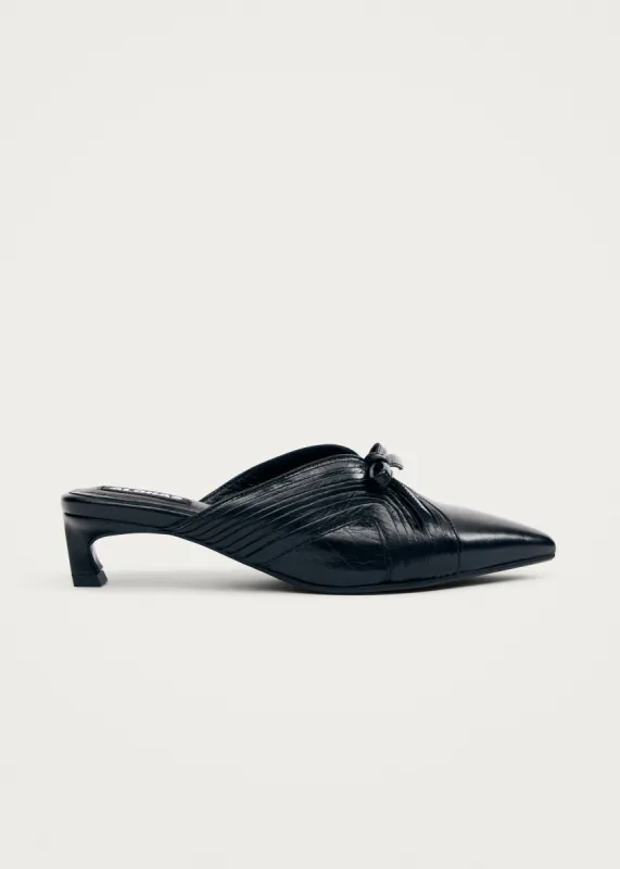 Gayle Black Leather Mules sold by Alohas
