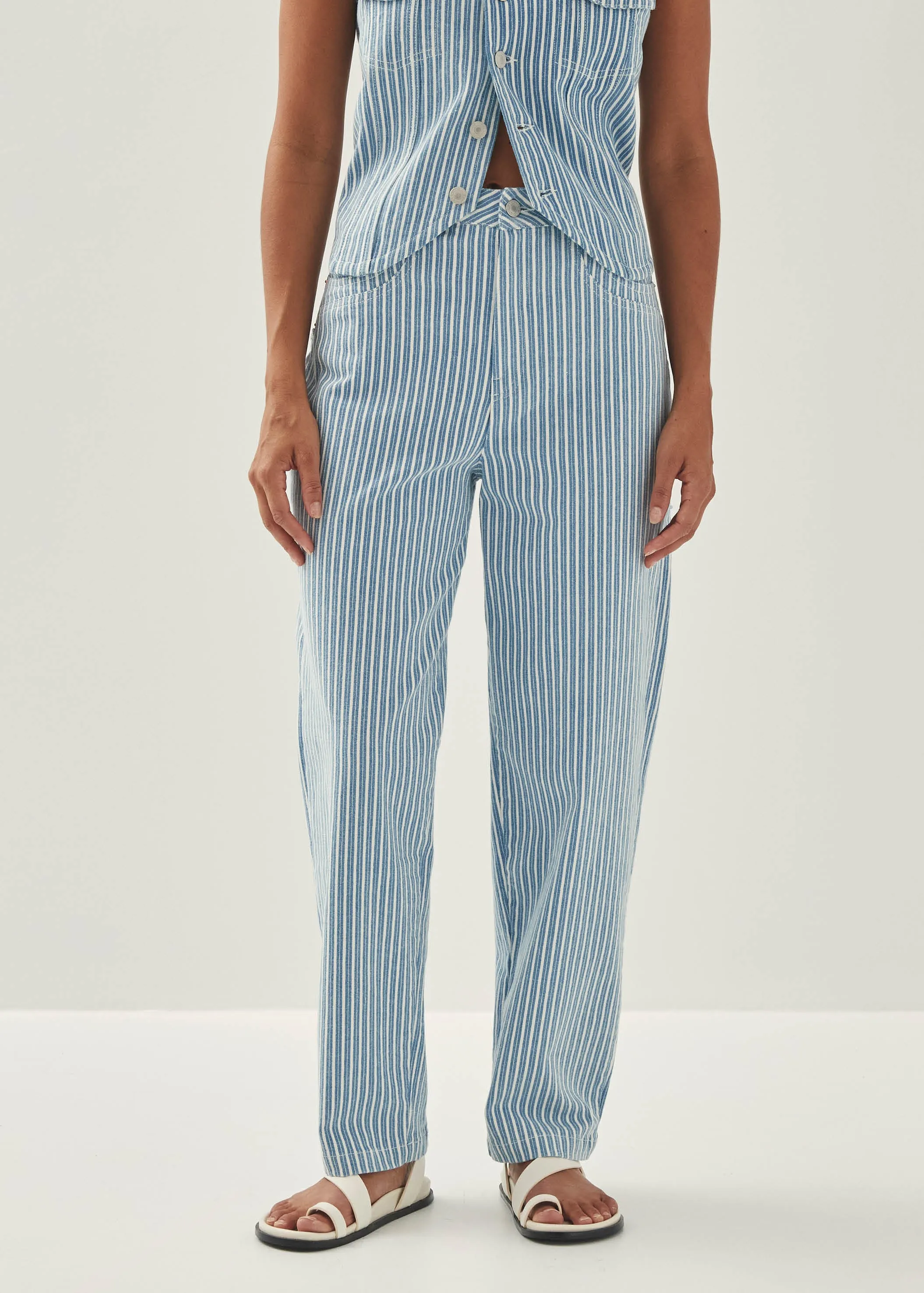 Lorenza Stripes Blue White Denim Trousers sold by Alohas product image thumbnail 4