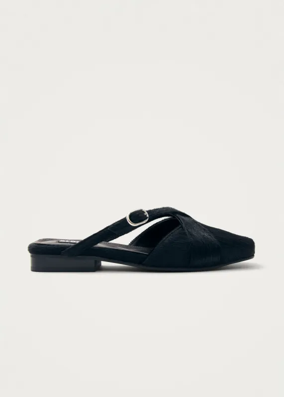 Adria Soft Black Leather Mules sold by Alohas