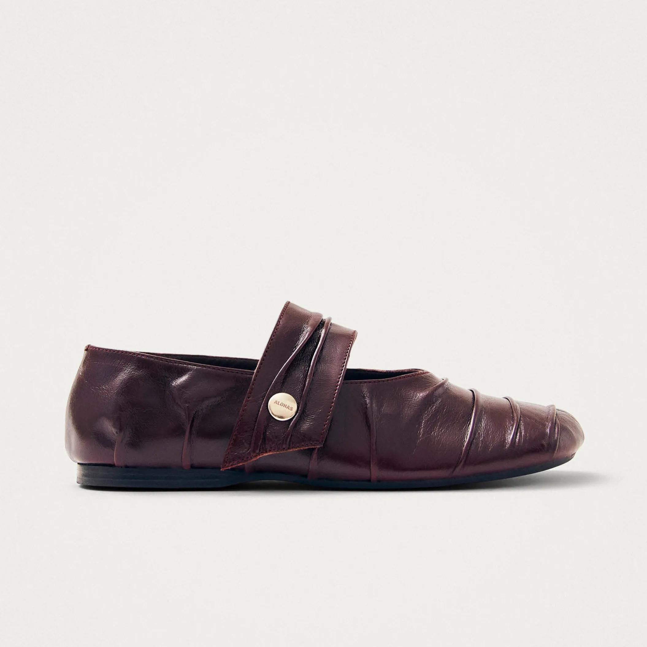 Shay Burgundy Leather Ballet Flats sold by Alohas product image thumbnail 3