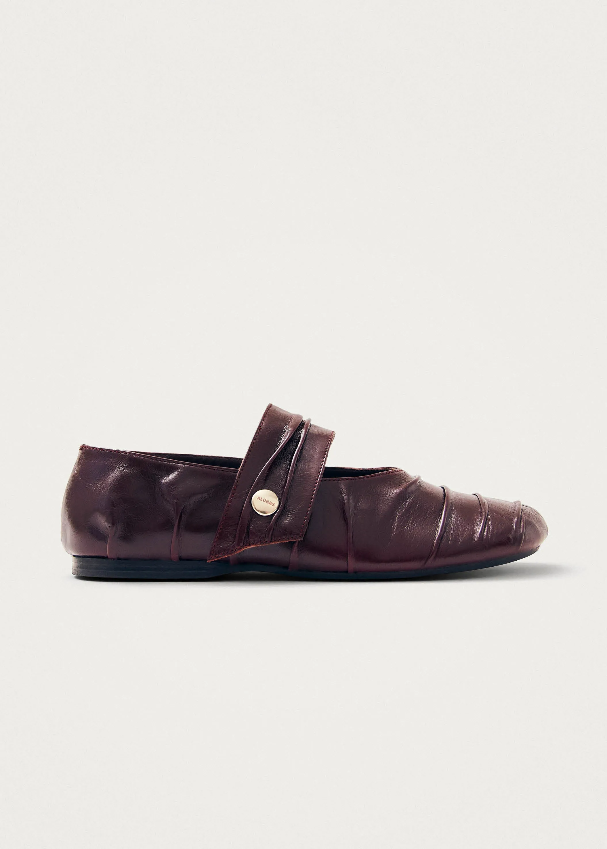 Shay Burgundy Leather Ballet Flats sold by Alohas