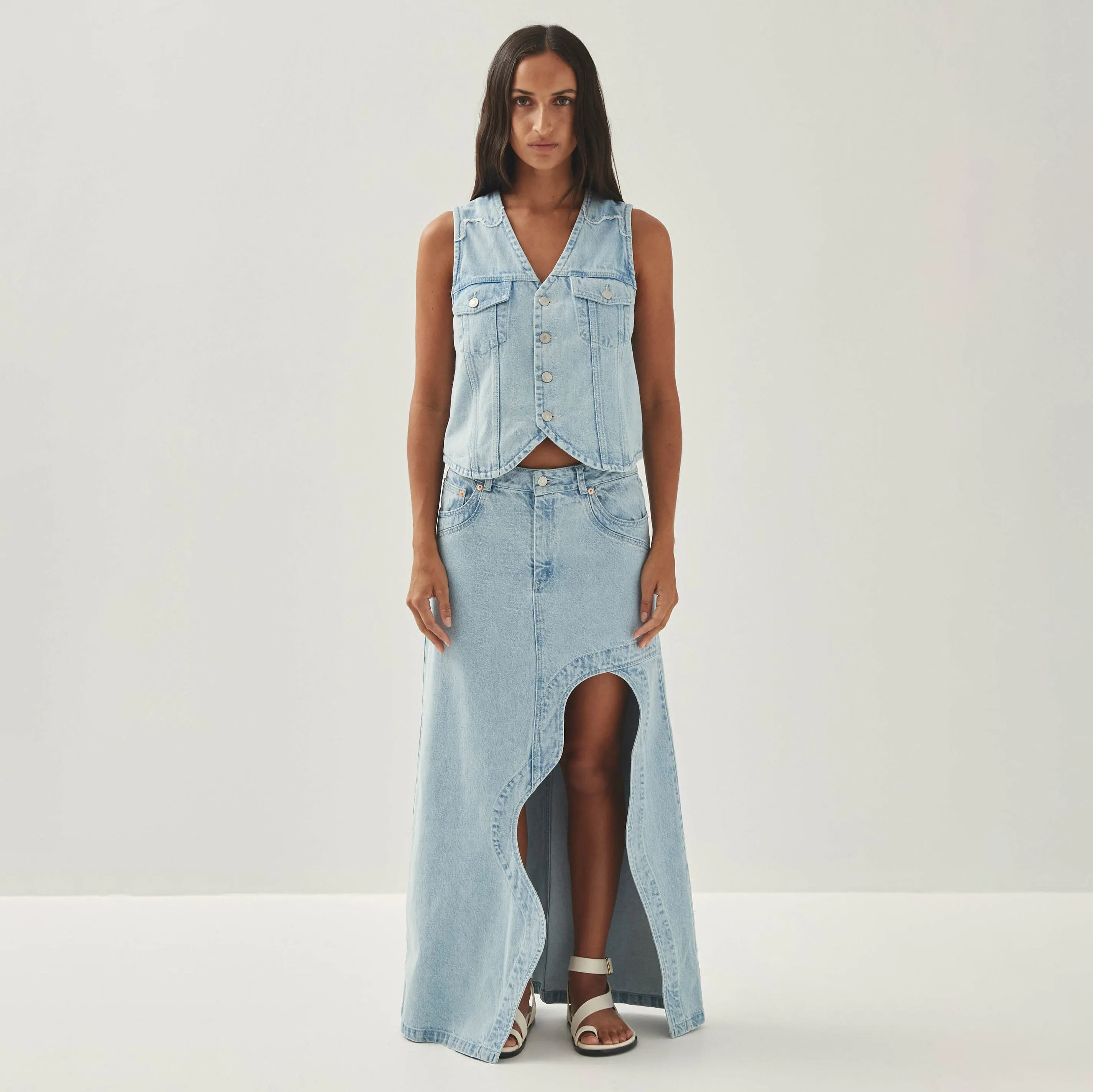 Carmina Light Blue Denim Skirt sold by Alohas product image thumbnail 3