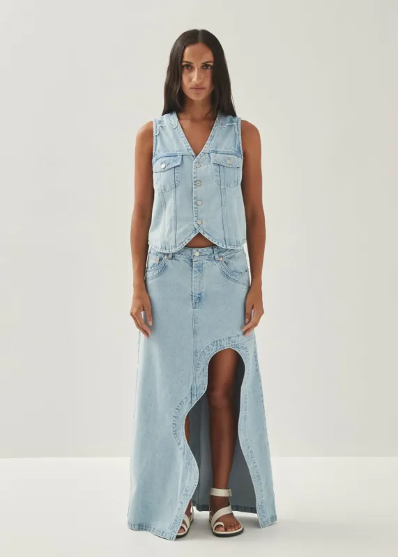 Carmina Light Blue Denim Skirt sold by Alohas