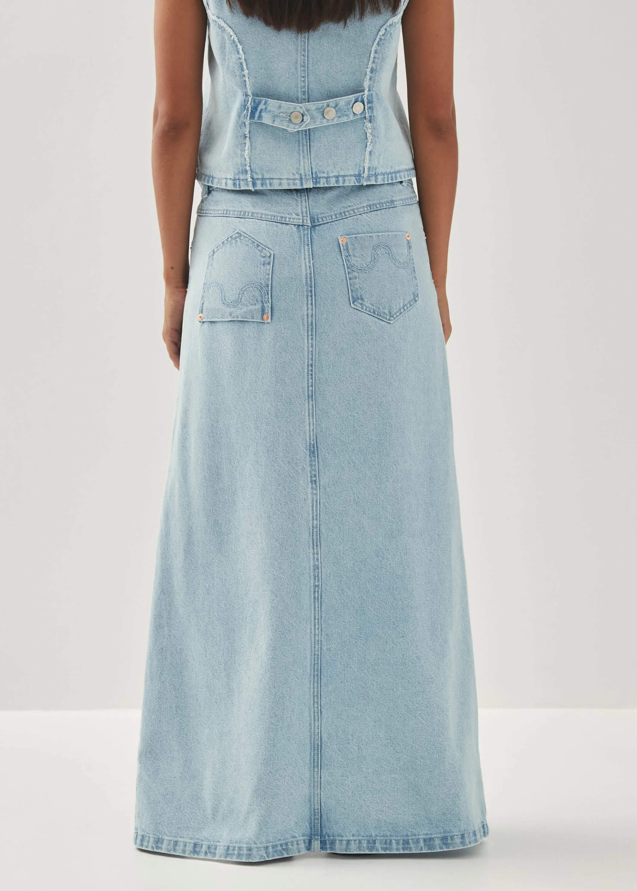 Carmina Light Blue Denim Skirt sold by Alohas product image thumbnail 5