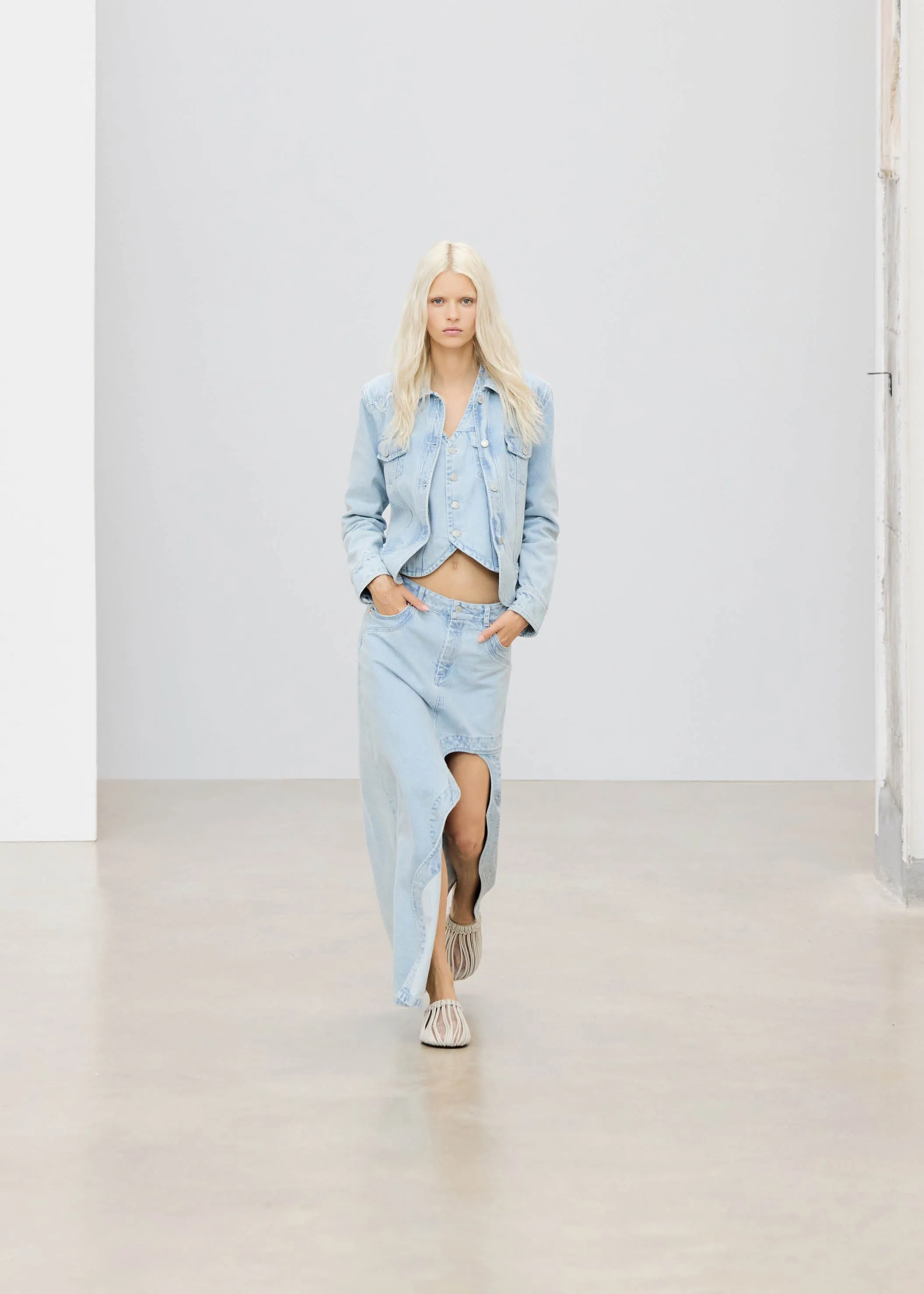 Carmina Light Blue Denim Skirt sold by Alohas product image thumbnail 2