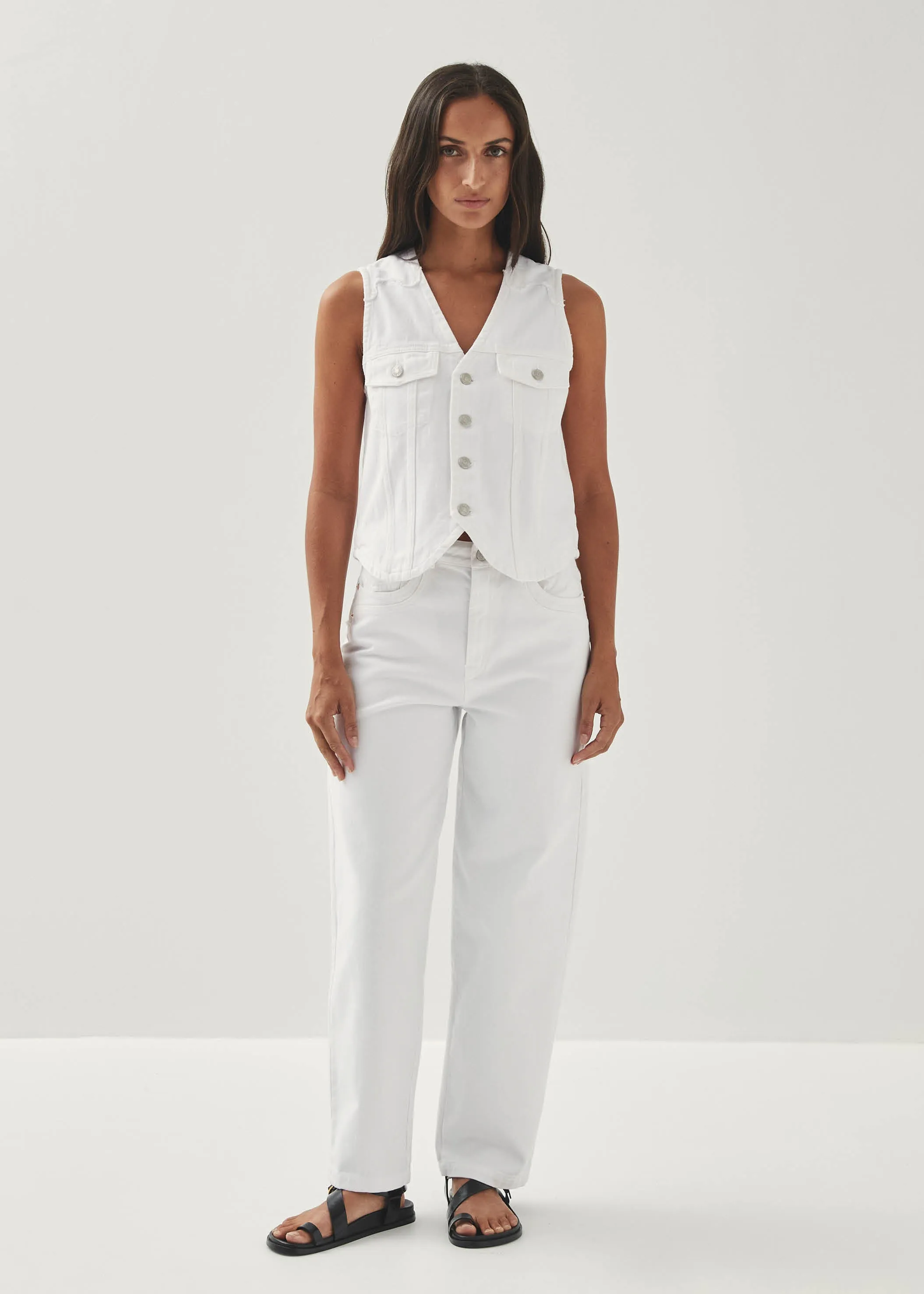 Lorenza White Denim Trousers sold by Alohas