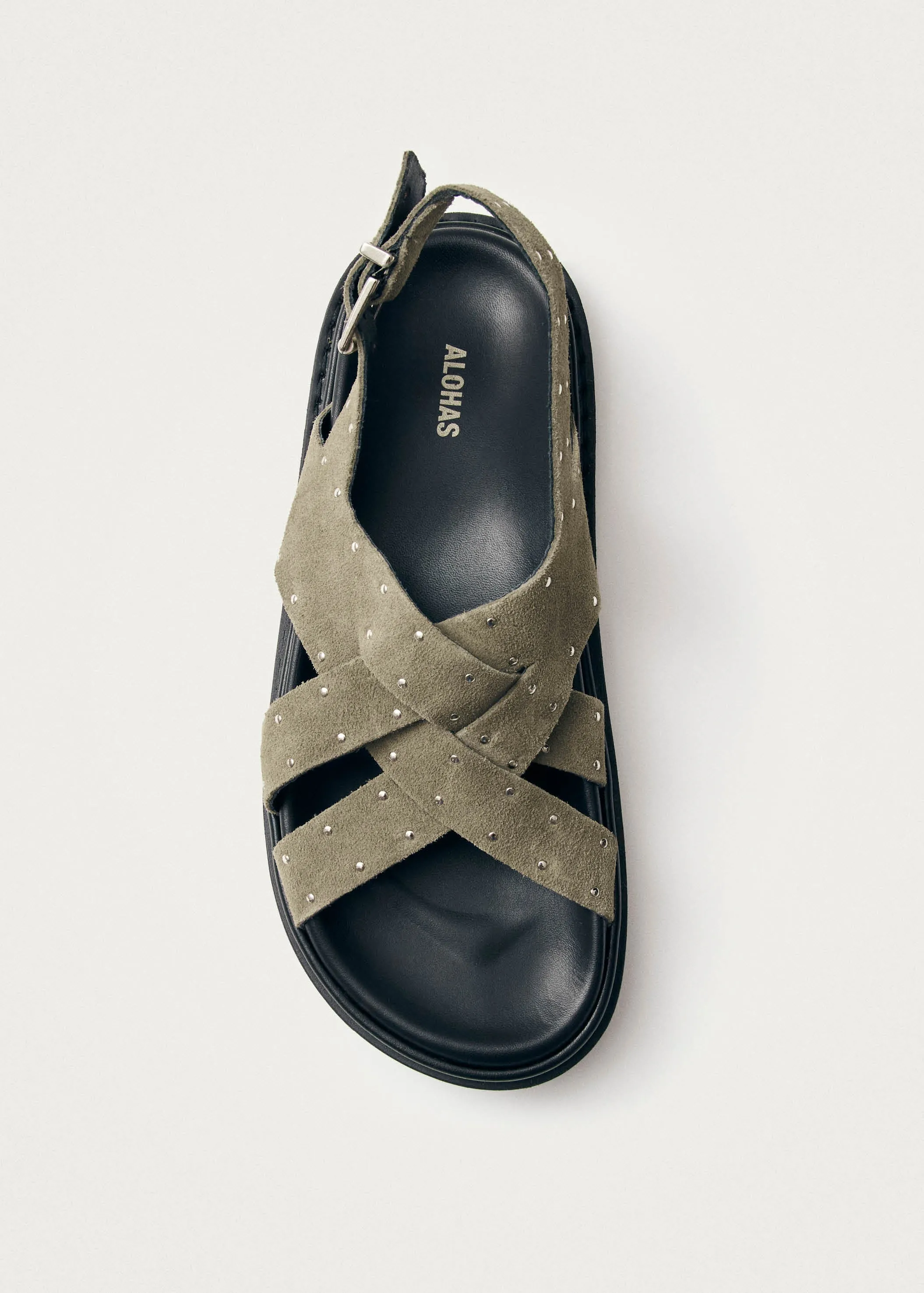 Trunca Suede Studs Khaki Leather Sandals sold by Alohas product image thumbnail 4