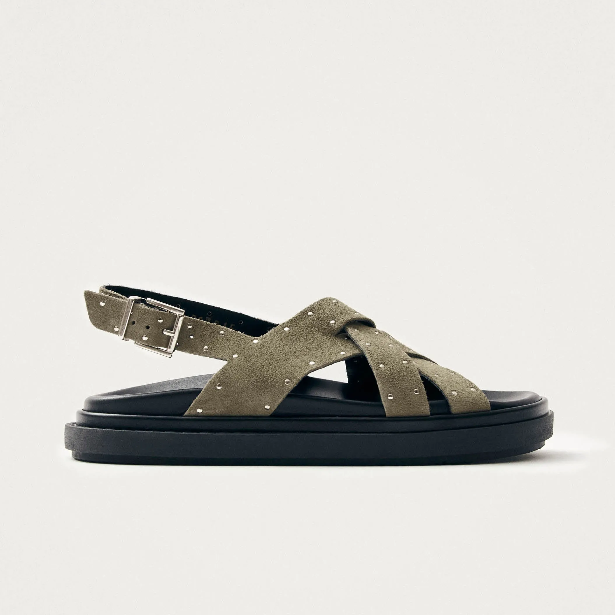 Trunca Suede Studs Khaki Leather Sandals sold by Alohas product image thumbnail 3