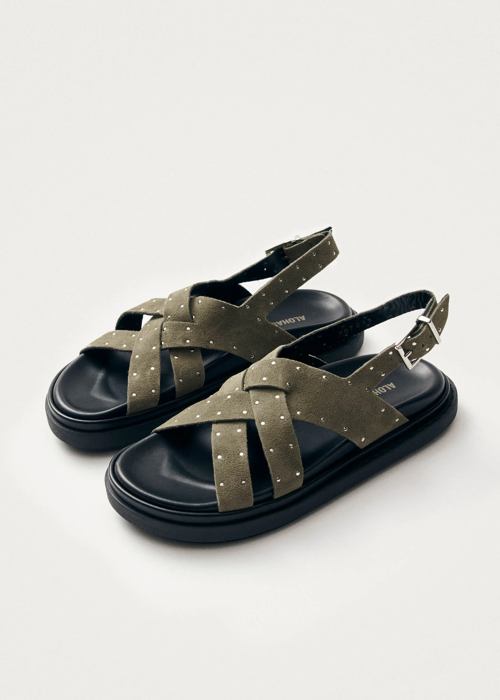 Trunca Suede Studs Khaki Leather Sandals sold by Alohas product image thumbnail 2