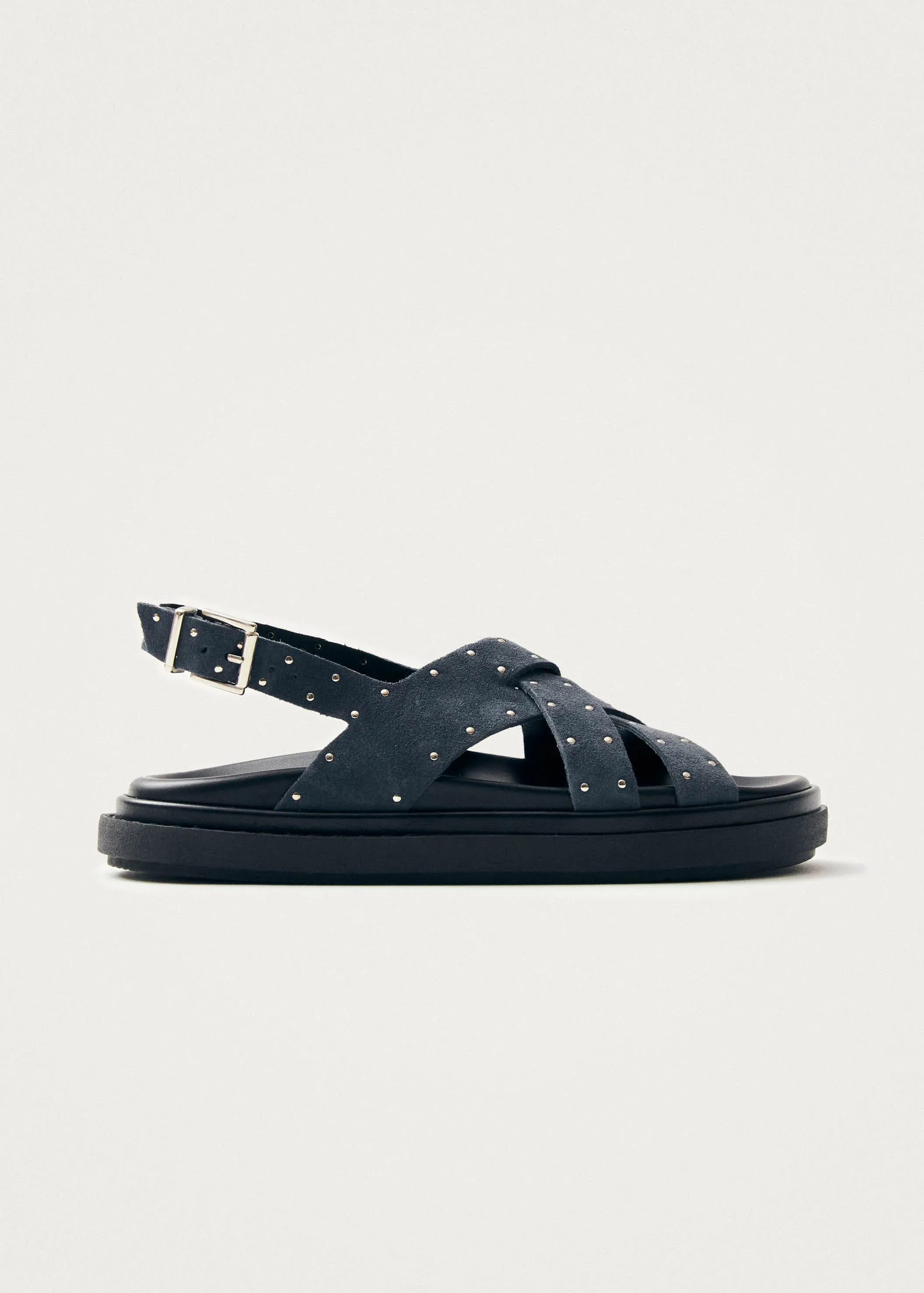 Trunca Suede Studs Blue Leather Sandals sold by Alohas