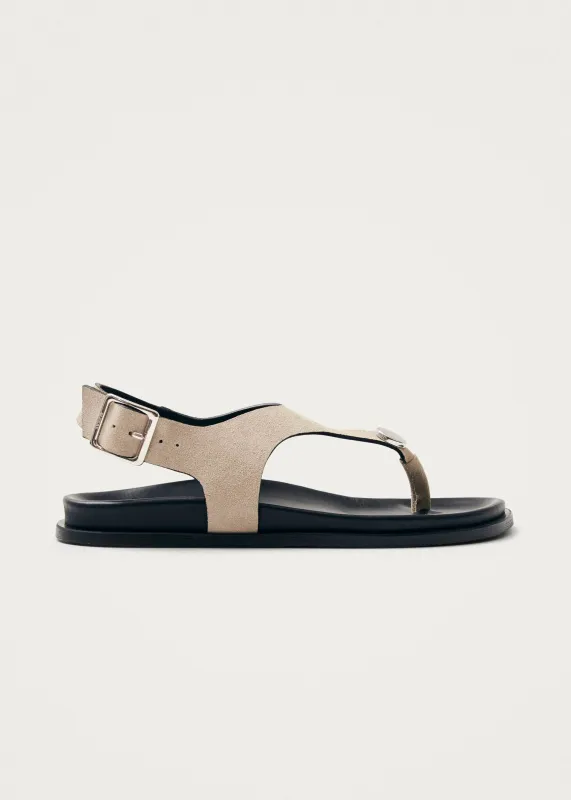 Harbor Suede Cream Leather Sandals sold by Alohas