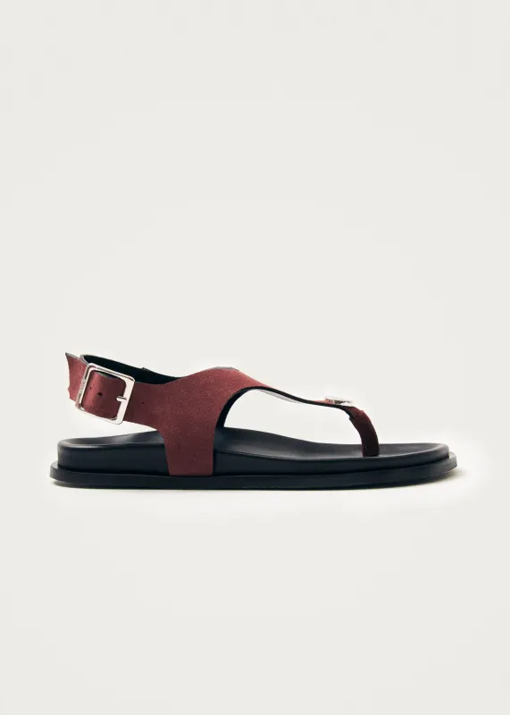 Harbor Suede Burgundy Leather Sandals sold by Alohas