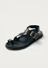 Siren Onix Black Leather Sandals sold by Alohas