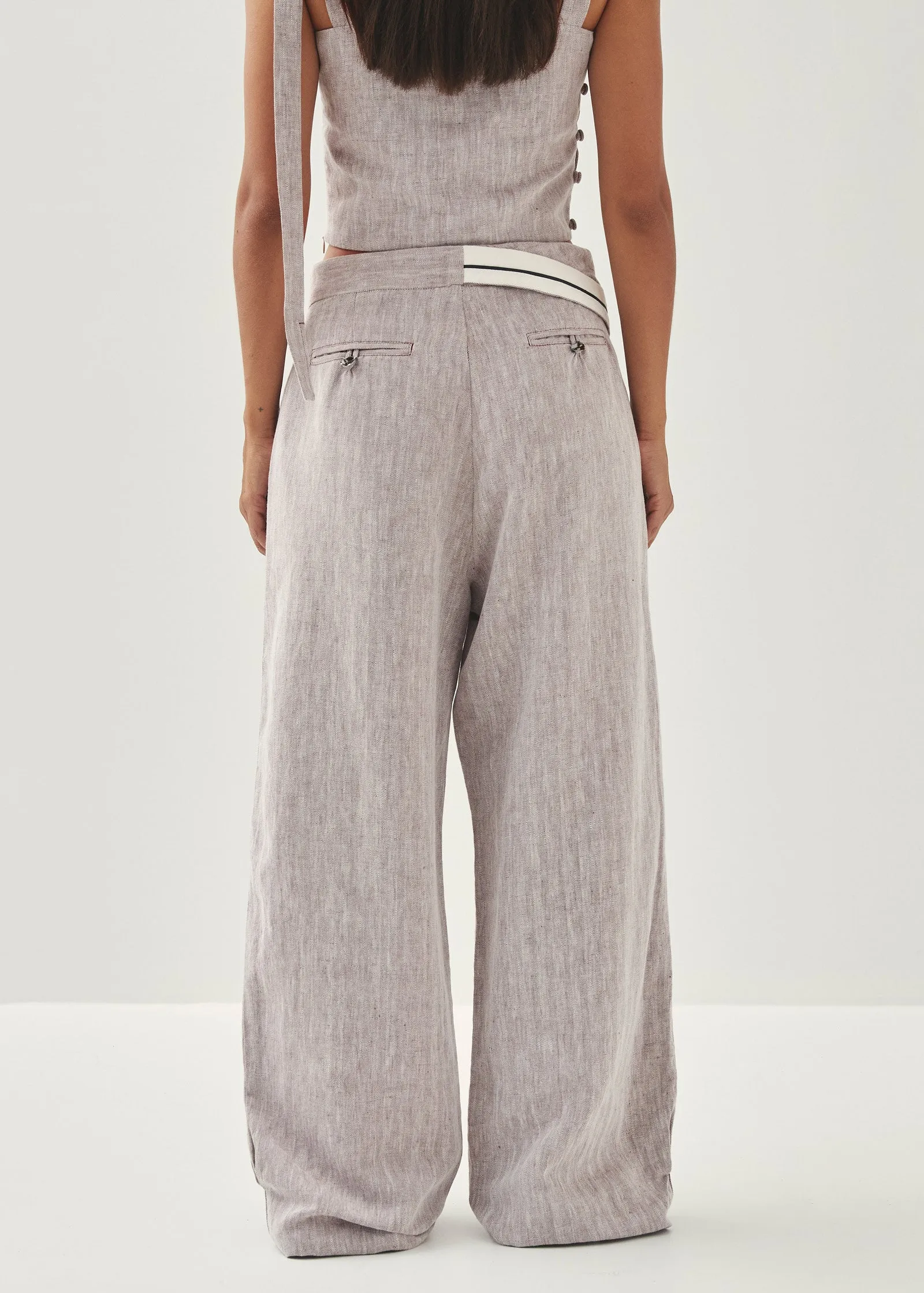 Moca Linen Brown Trousers sold by Alohas product image thumbnail 5