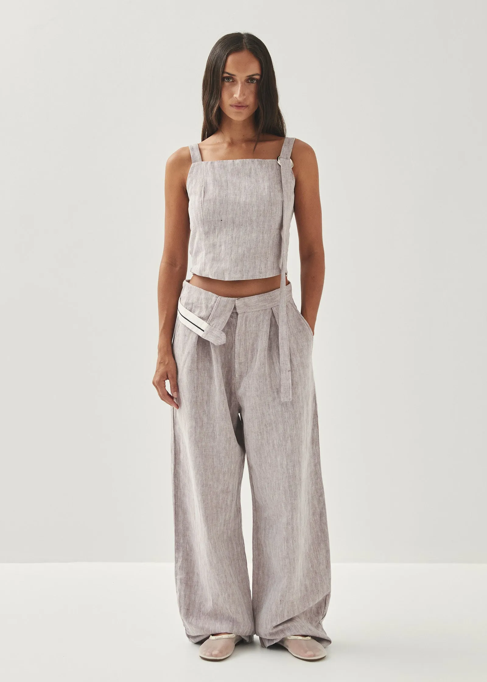 Moca Linen Brown Trousers sold by Alohas