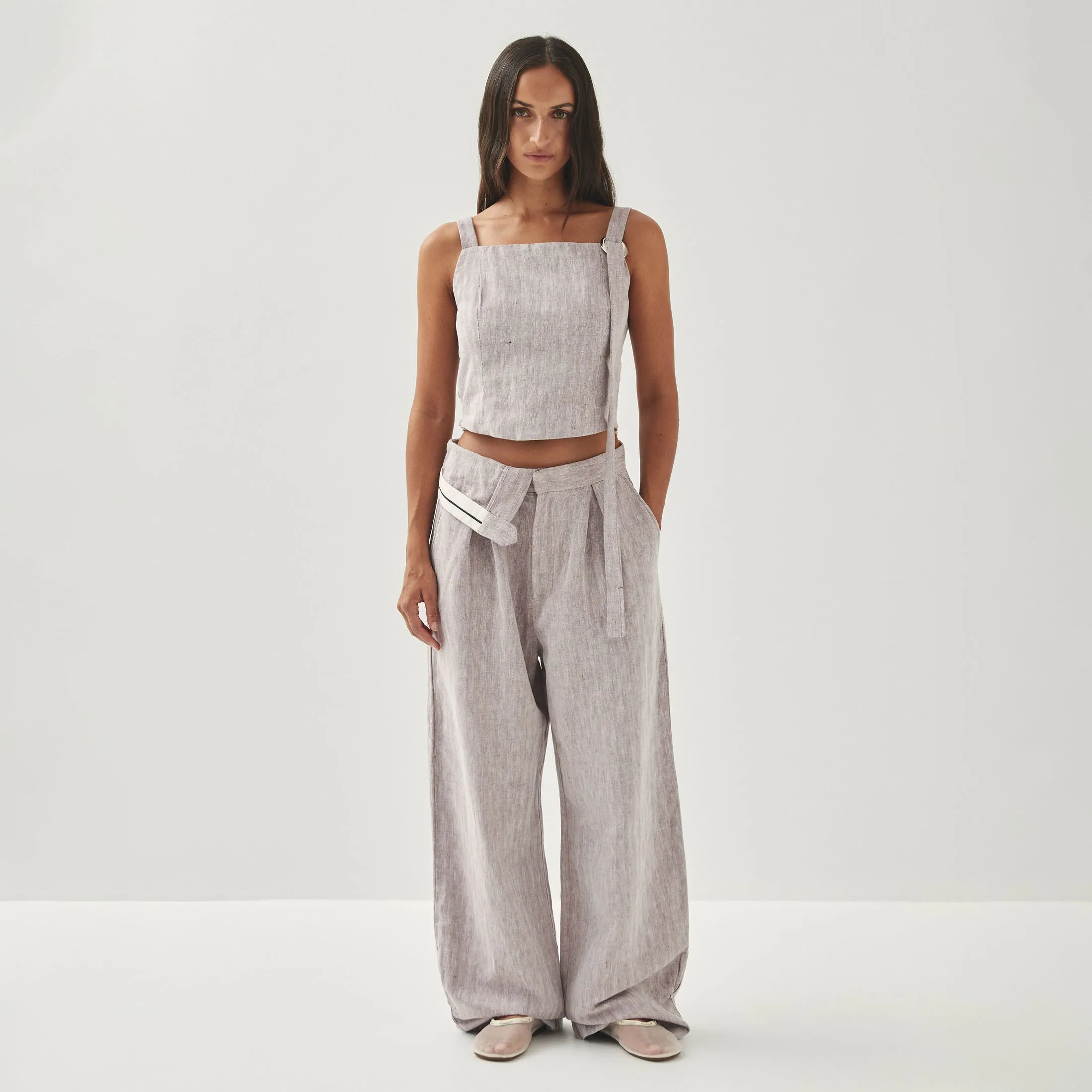 Moca Linen Brown Trousers sold by Alohas product image thumbnail 3