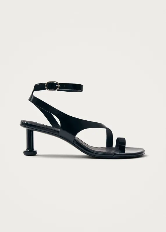 Miquela Onix Black Leather Sandals sold by Alohas