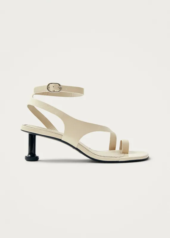 Miquela Onix Cream Leather Sandals sold by Alohas
