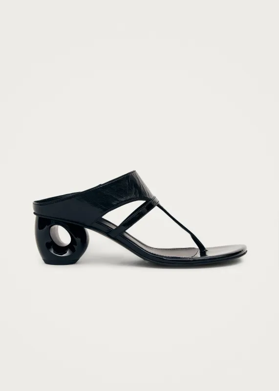 Dystaria Onix Black Leather Sandals made by Alohas