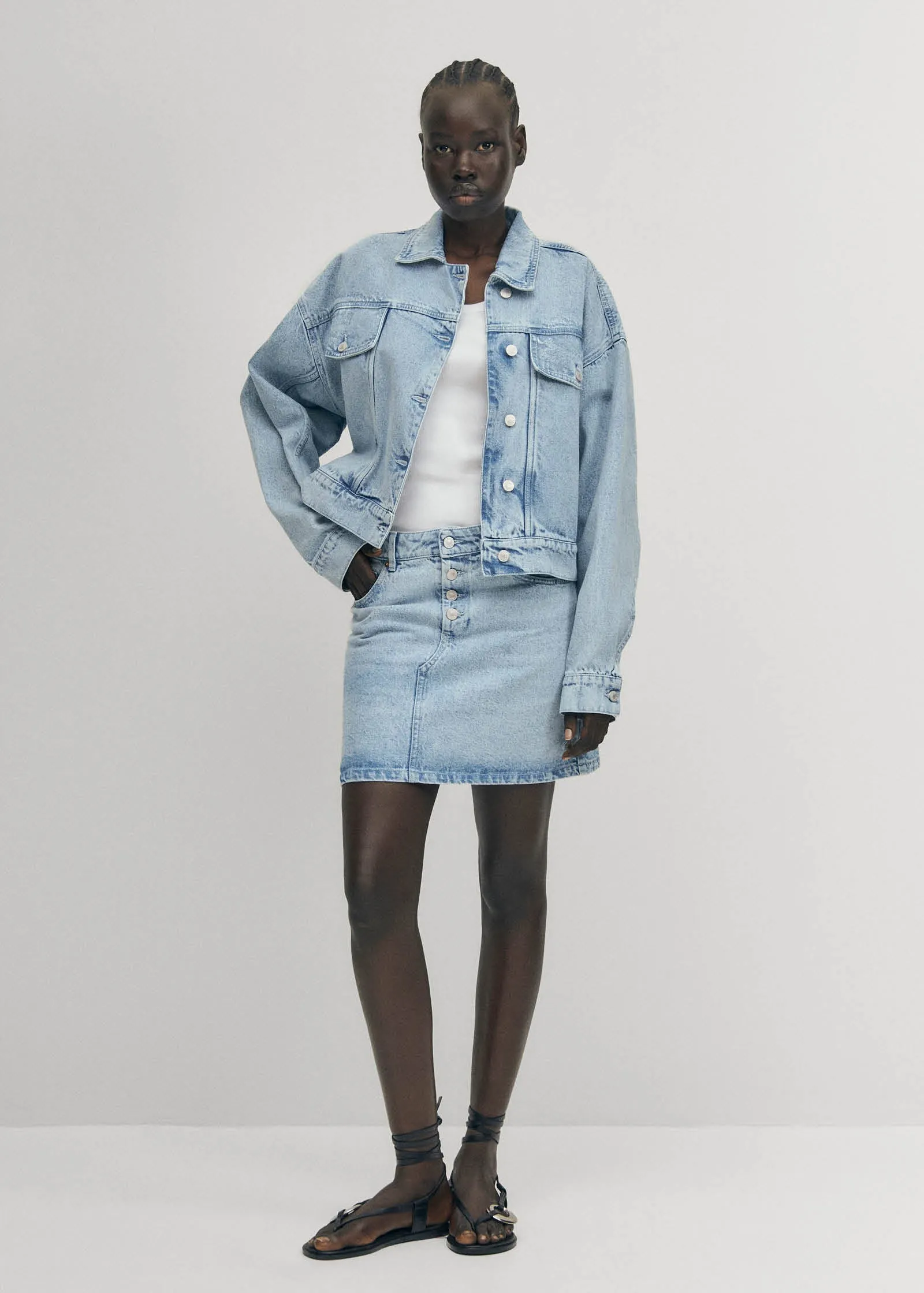 Hada Light Blue Denim Skirt sold by Alohas