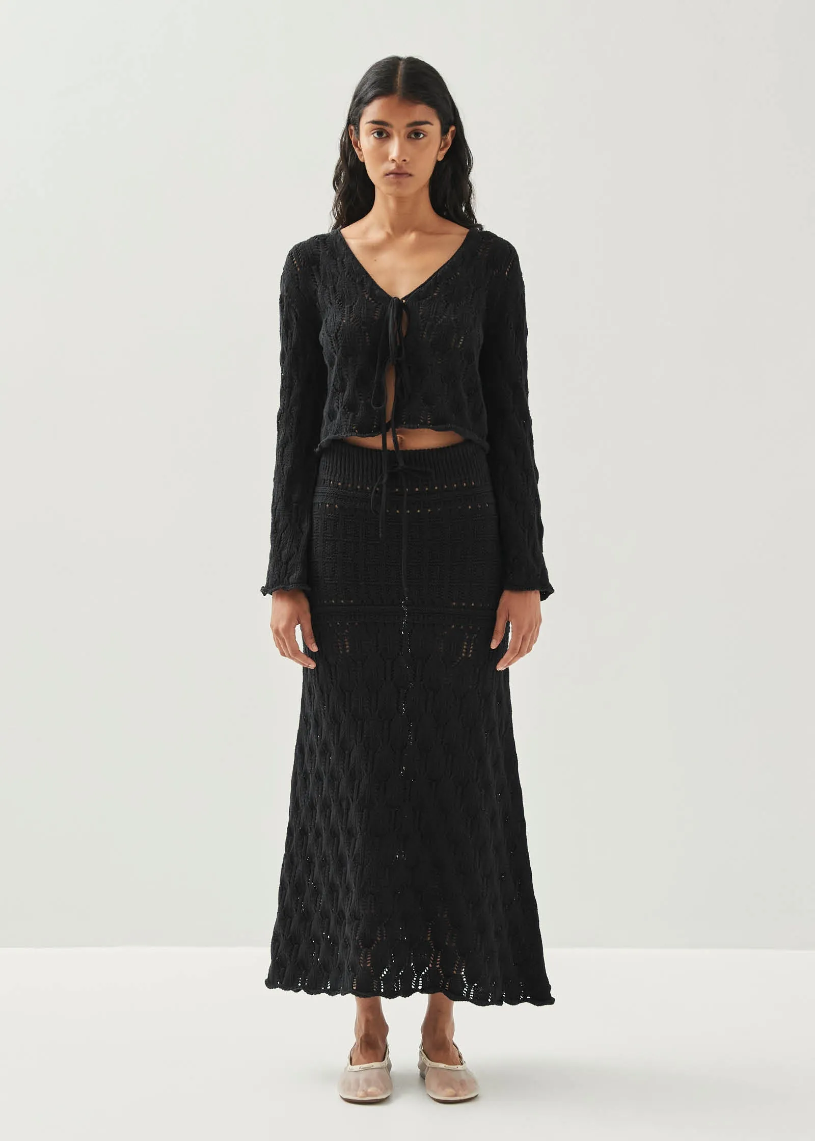 Neli Black Tricot Sweater sold by Alohas