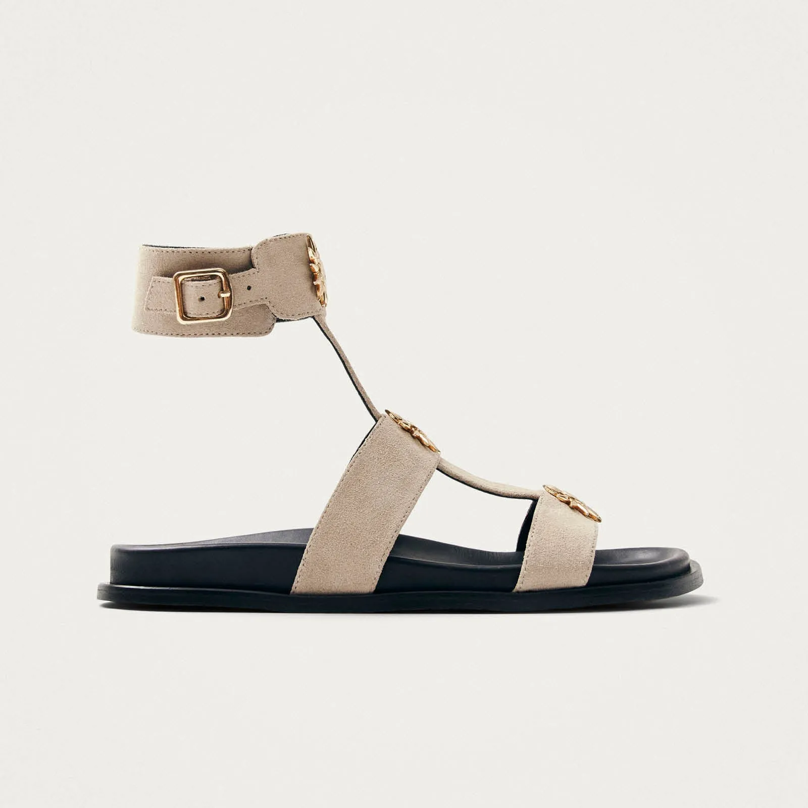 Clarisa Suede Cream Leather Sandals sold by Alohas product image thumbnail 3