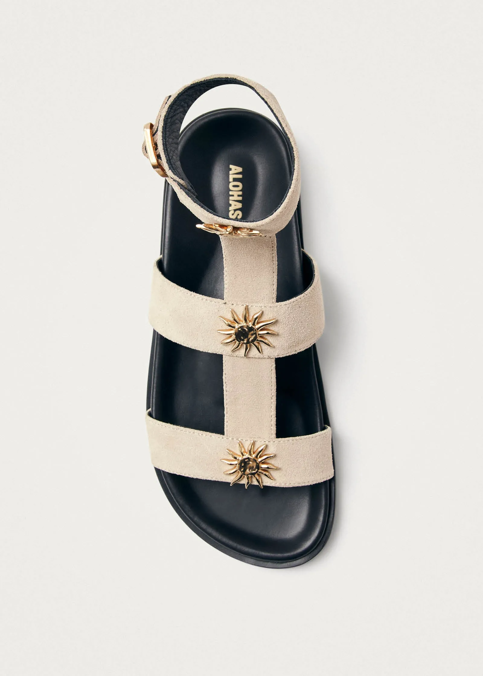 Clarisa Suede Cream Leather Sandals sold by Alohas product image thumbnail 4