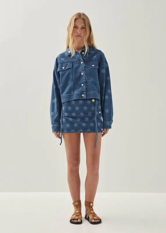 Hada Deep Blue Denim Skirt sold by Alohas