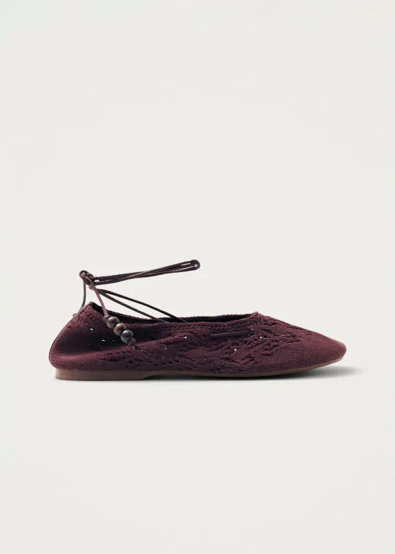 Rosemary Crochet Burgundy Ballet Flats sold by Alohas