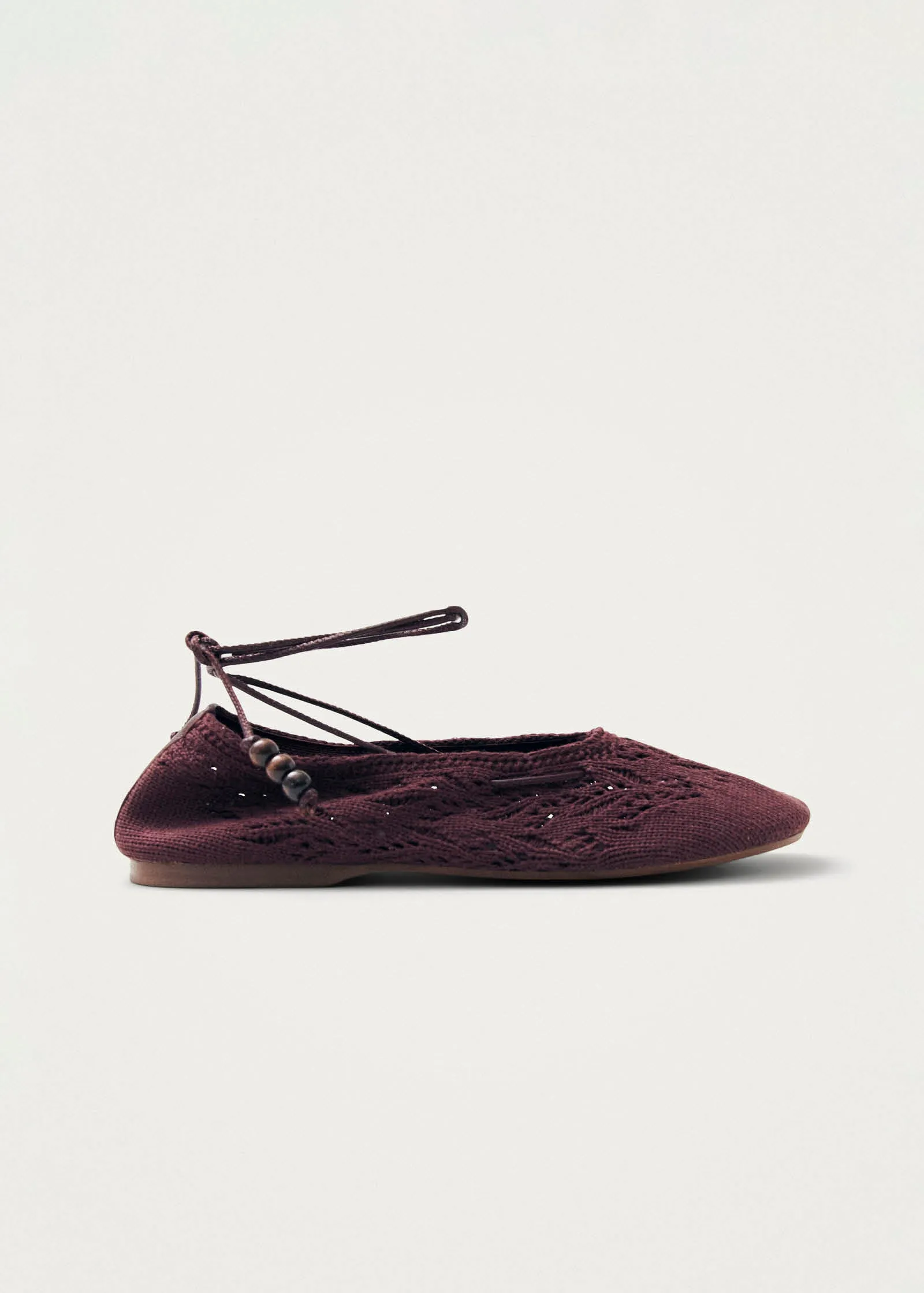 Rosemary Crochet Burgundy Ballet Flats sold by Alohas