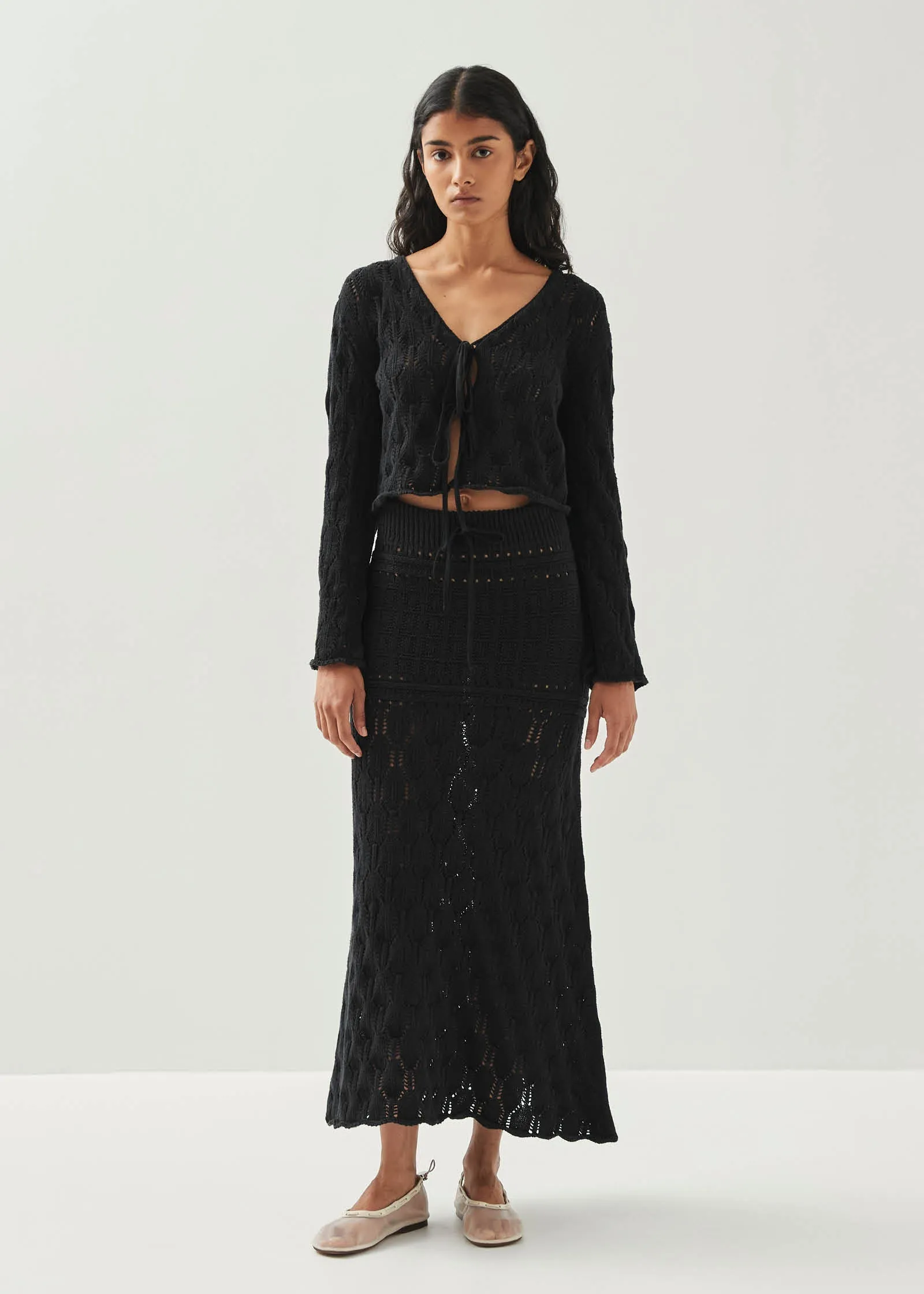 Mauver Black Tricot Skirt sold by Alohas
