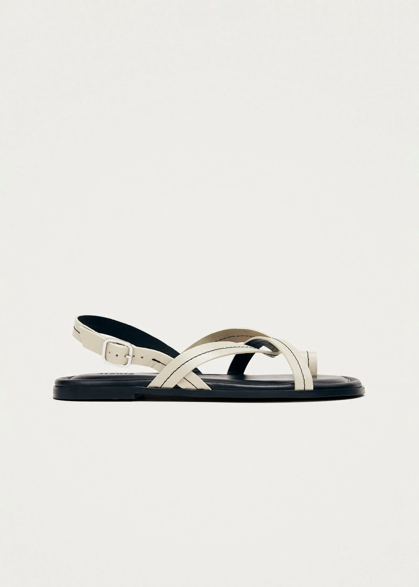 Isla Cream Leather Sandals sold by Alohas