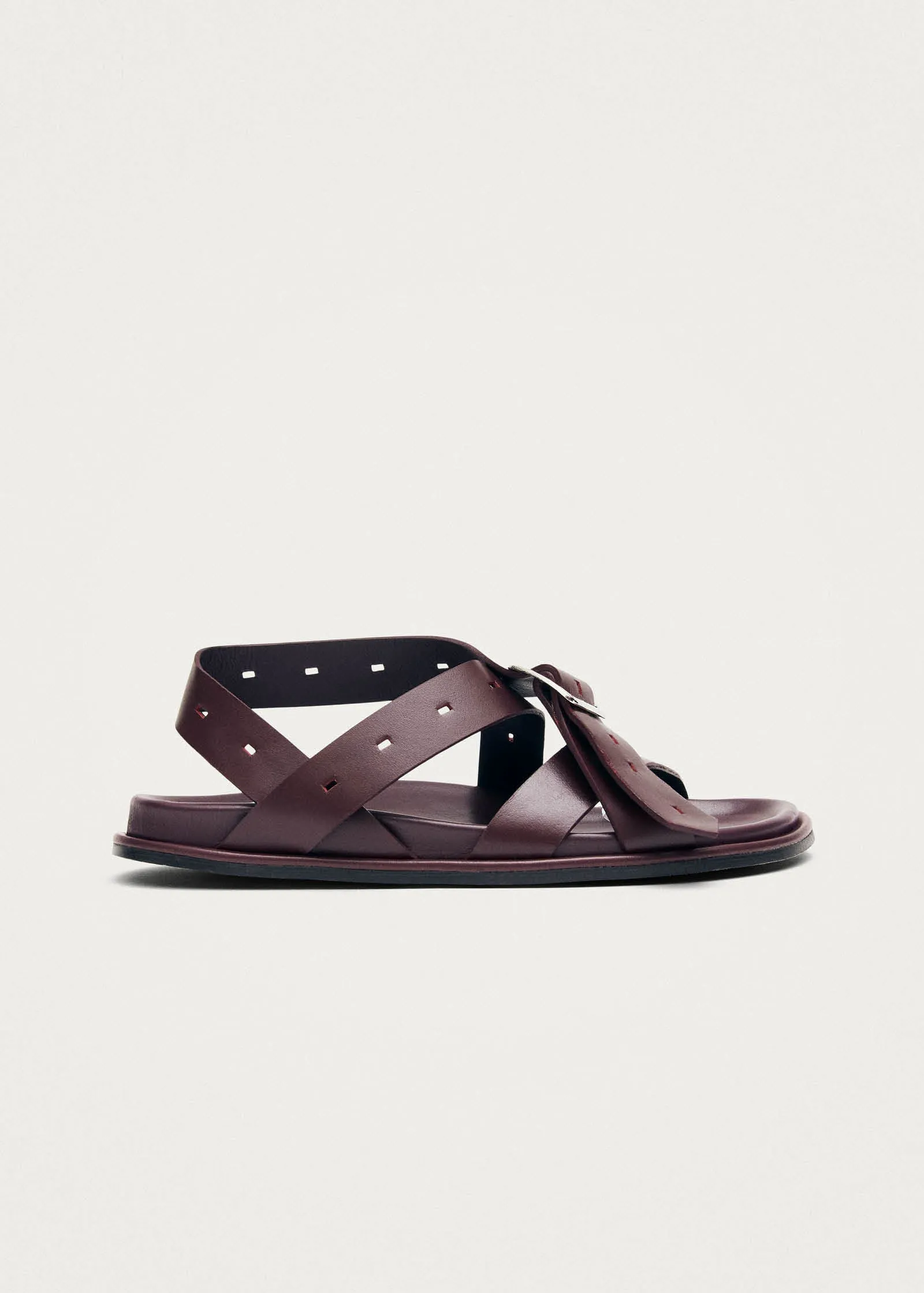 Broome Burgundy Leather Sandals sold by Alohas