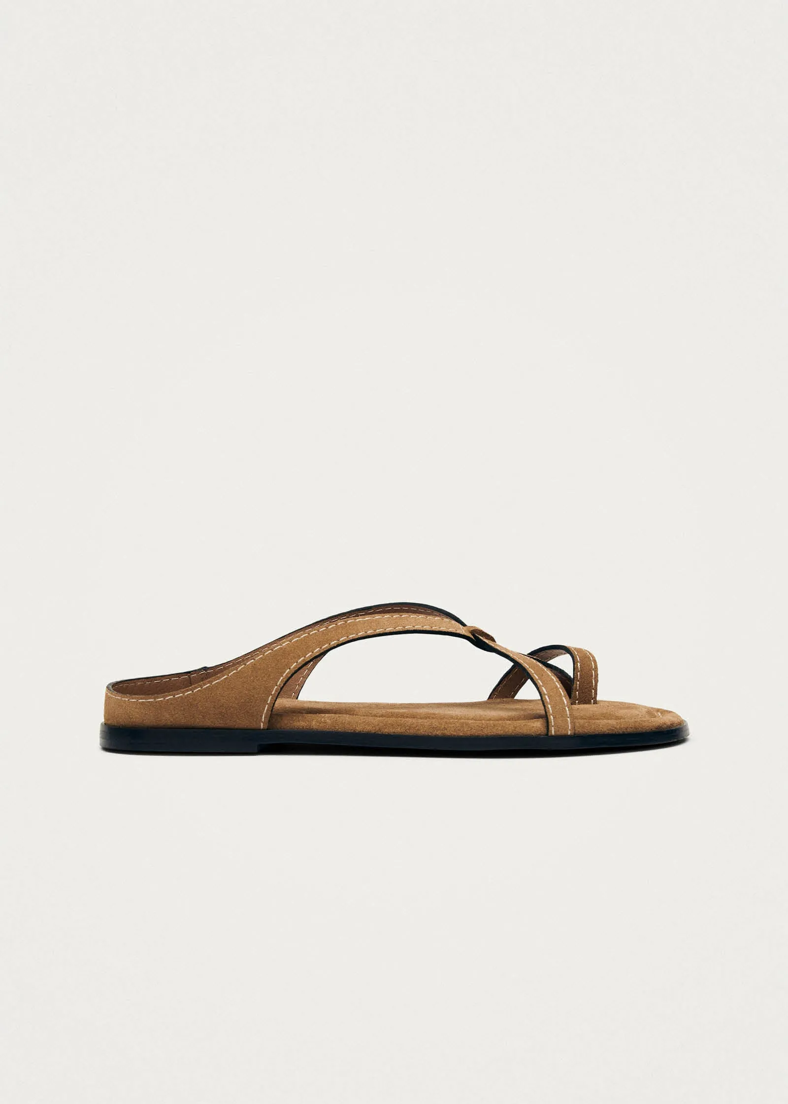 Pedra Suede Tan Leather Sandals sold by Alohas