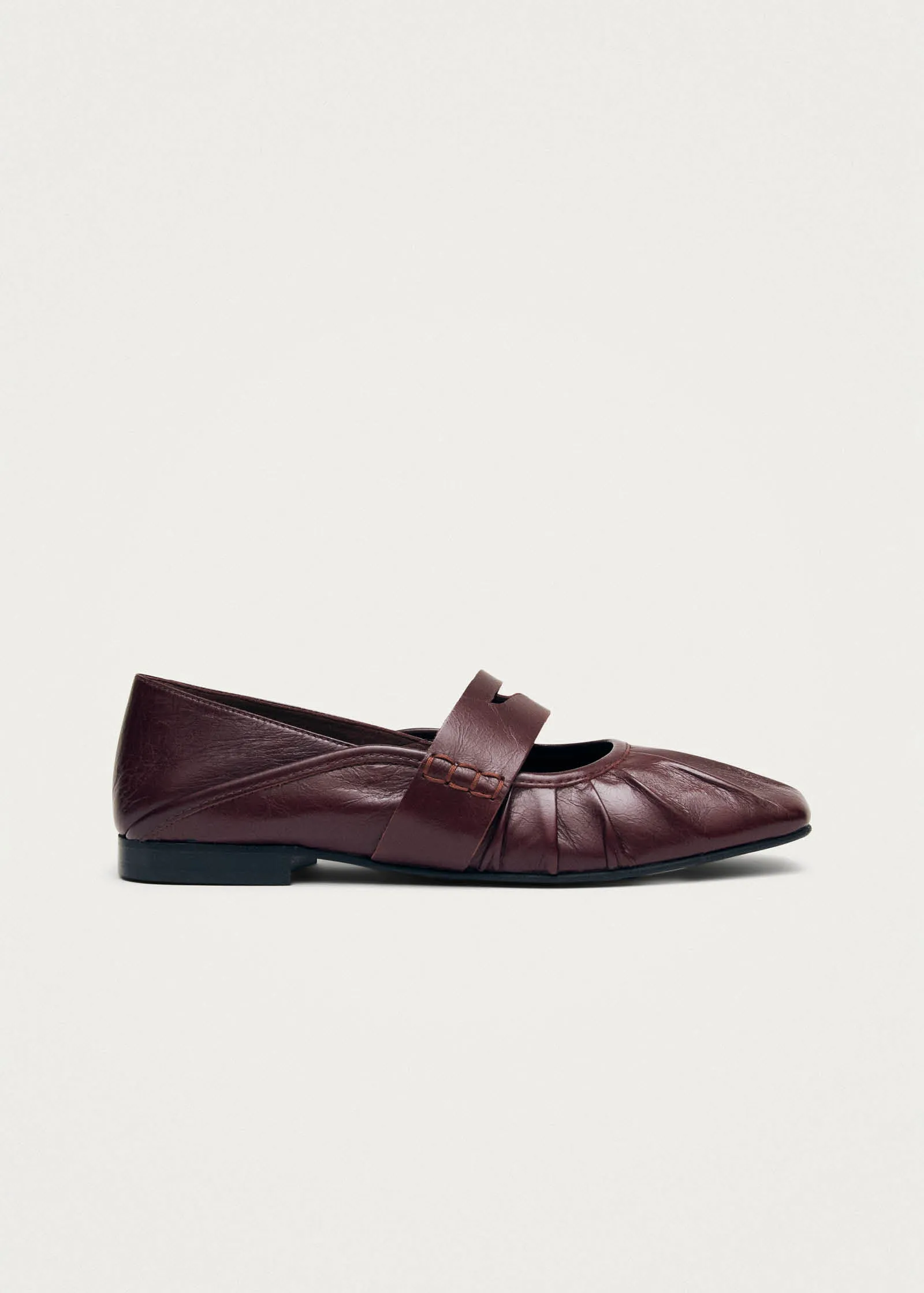 Bargo Burgundy Leather Ballet Flats sold by Alohas