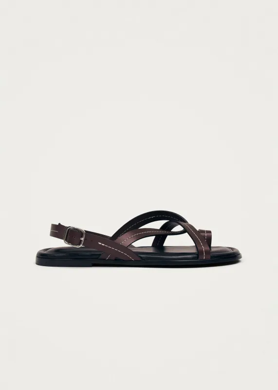 Isla Burgundy Leather Sandals sold by Alohas