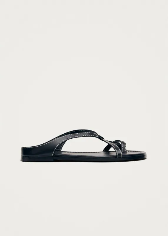 Pedra Black Leather Sandals sold by Alohas