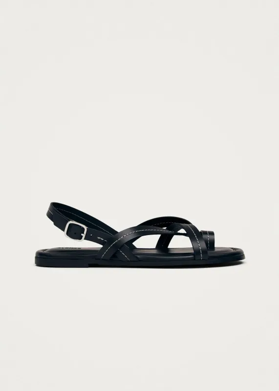 Isla Black Leather Sandals sold by Alohas