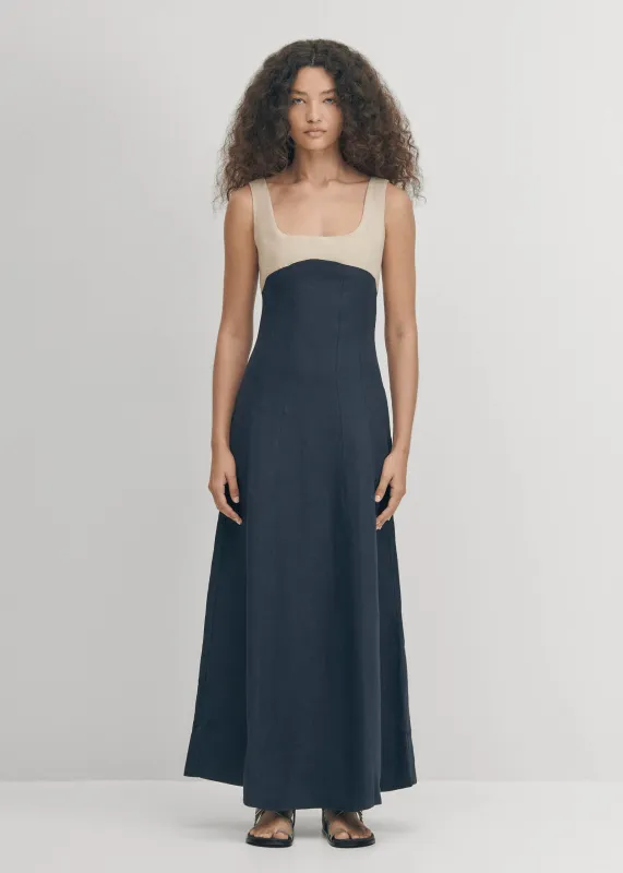 Olimpia Bicolor Navy Cream Dress sold by Alohas