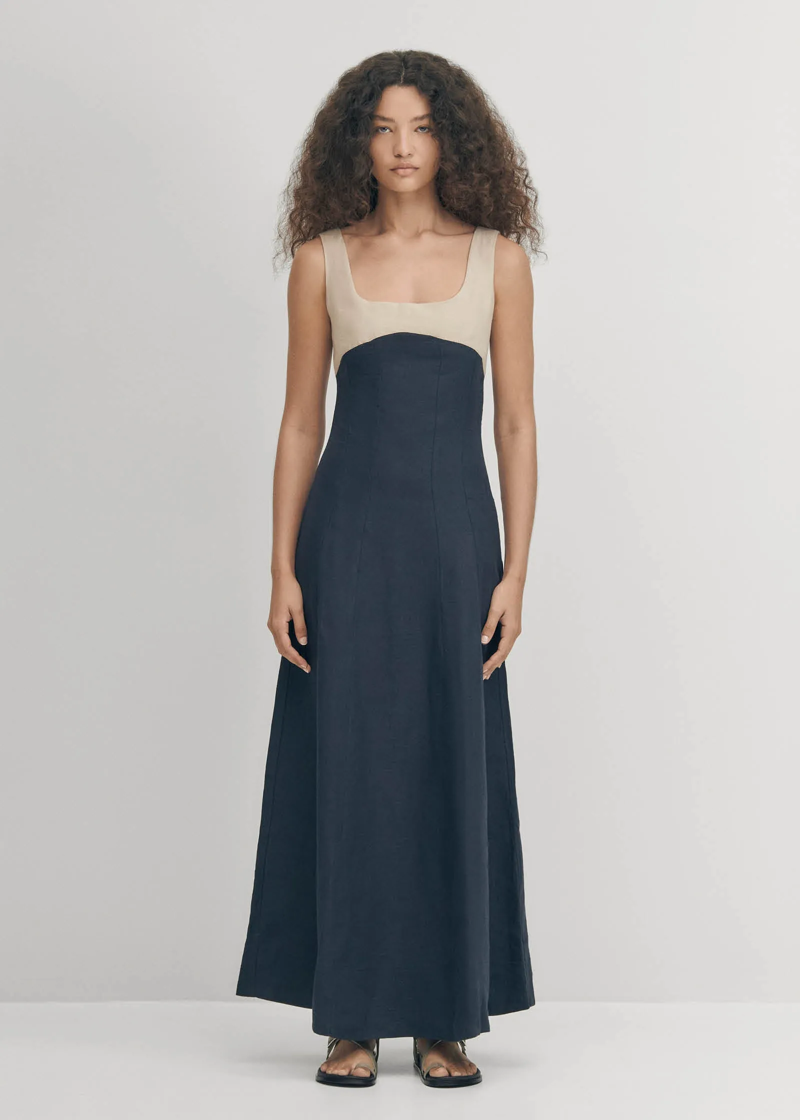 Olimpia Bicolor Navy Cream Dress sold by Alohas