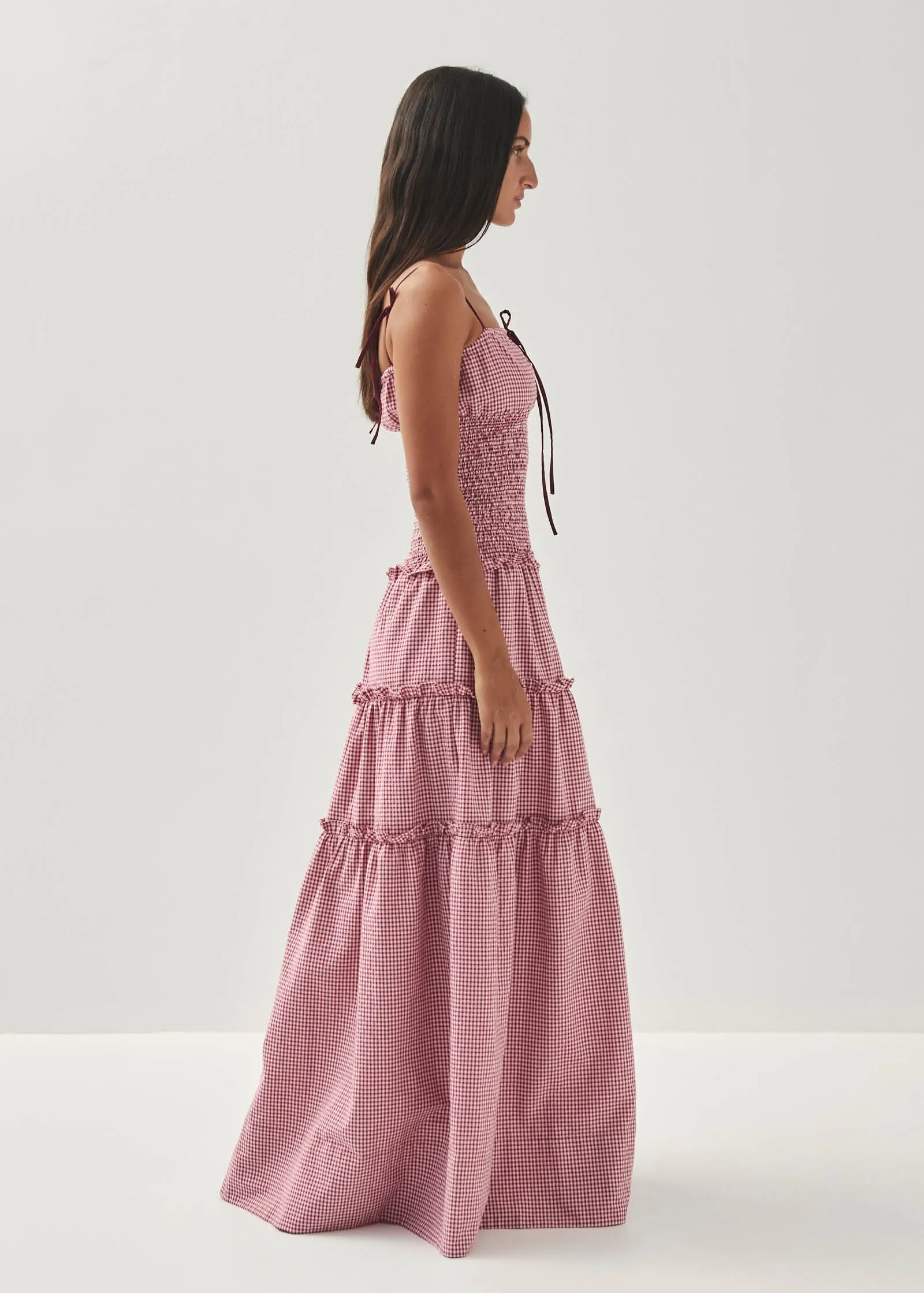 Masami Checks Burgundy Dress sold by Alohas product image thumbnail 4